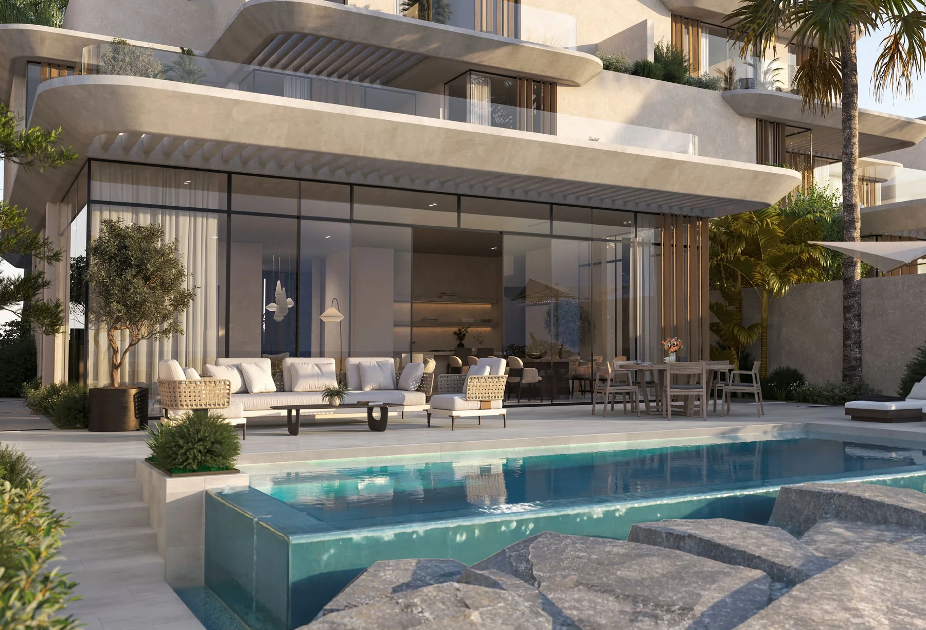 Private waterfront villa pool at Anantara Residences